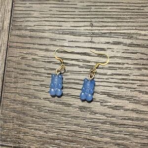 handmade blue gummy bear earrings